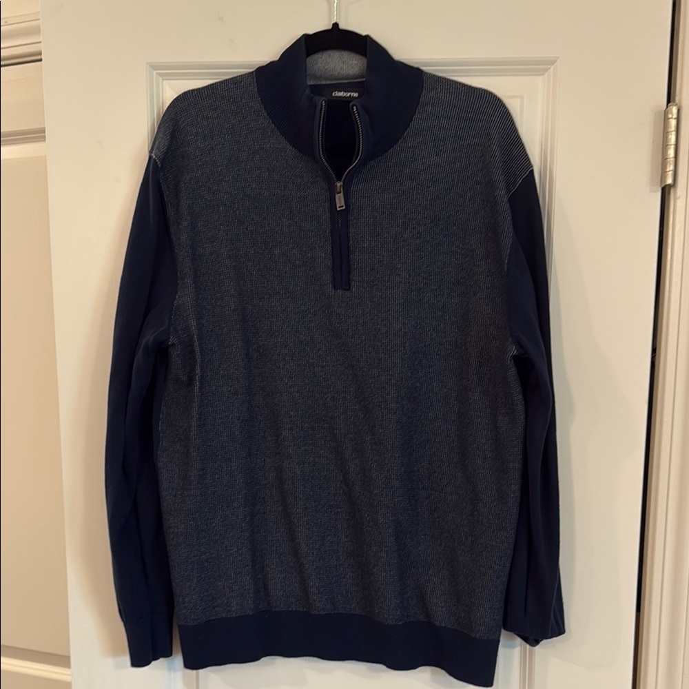 Claiborne Blue Zip Up Sweater Relaxed Fit